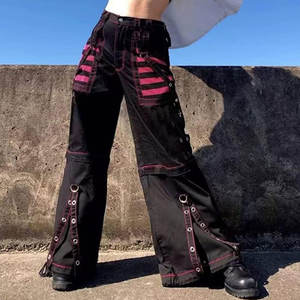 <b>Women</b> Pants to Shorts Gothic Punk Emo <b>Baggy</b> Bell Bottom <b>Jeans</b> Wide Leg Grunge Pants Hip Hop 2026 - Product Image 3