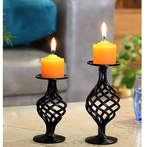 Black Finished Wrought Iron Candle Holders Attractive Designer Metal Candle Holder Modern Candlestick Handmade Candle <b>Stand</b> - Product Image 1