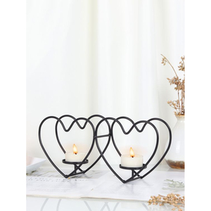ซัพพลายเออร์ของอินเดียของเชิงเทียนรูปหัวใจดีไซน์โบราณคุณภาพดีลักซ์ลวดโลหะสีดําเชิงเทียนสีในราคาที่ดีที่สุด - Product Image 1