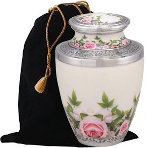 Couronne de rose urne funéraire pittoresque adulte unique urne funéraire artisanale pour cendres humaines bonne qualité en métal taille personnalisée urne - Product Image 4