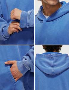 Sweat à capuche uni 100% coton délavé à l'acide - Product Image 6