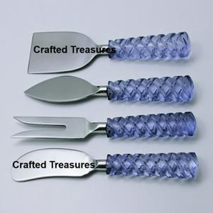 Ensemble de fromage de table à manger de qualité supérieure au design royal manche vadrouille avec couteaux à fromage plaqués argent en acier inoxydable - Product Image 3