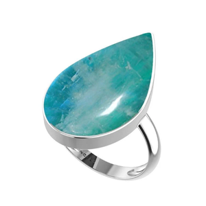 Bague de fiançailles en argent sterling 925 sertie de lunette Tourmaline verte Poire et formes ovales Bague à énergie positive de style classique - Product Image 1