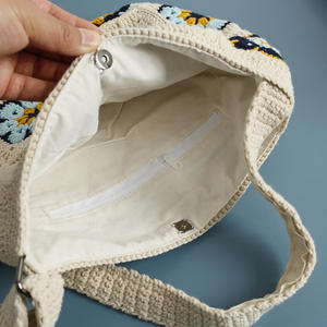Bolso de Hombro de Ganchillo de Lana Hecho a Mano con Cierre Abierto, Correa Única de Gran Capacidad y Suave para Uso Diario de Mujeres - Product Image 3