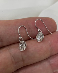 White Moissanite Diamond Hook Drop <b>Earrings</b> <b>Beautiful</b> 925 Sterling Silver Moissanite <b>Earrings</b> Gift for Her - Product Image 2