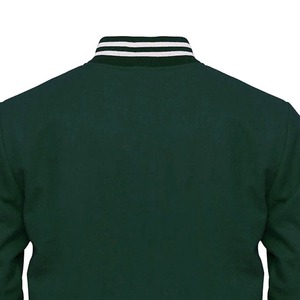 Chaqueta Universitaria de Hombre 100% Lana con Mangas de Cuero Personalizadas, Chaqueta Bomber Universitaria Verde de Alta Calidad con Cuello Alto y Logotipo Bordado - Product Image 6