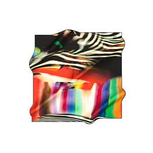Black Silk Twill Square Scarf with Pattern - Product Image 1