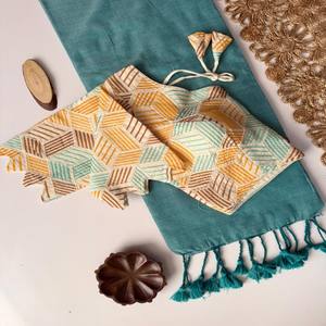 Sari de Algodón Khadi VASTRA COTTAGE con Blusa de Algodón Aura con Bordado Intenso, Elegante Sari Étnico Indio para Fiestas, Uso Diario y Festivo - Product Image 3