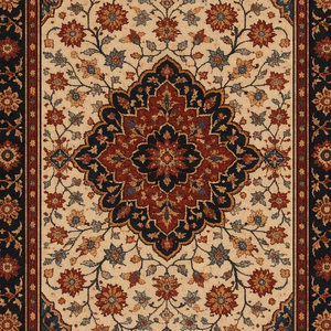 พรมขนสัตว์สไตล์เปอร์เซียถักด้วยมือ พร้อมลวดลายดอกไม้แบบดั้งเดิม - Product Image 1