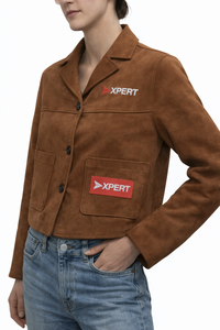 Veste rétro en toile et daim pour femme, col rabattu, simple boutonnage, manches longues, style sportif décontracté, respirante, coupe-vent, pour le printemps - Product Image 5