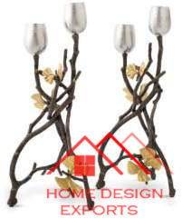 Portavelas de latón Diseño de tendencia Portavelas para decoración de boda Último diseño Mesa decorativa Forma de hoja decorativa - Product Image 4