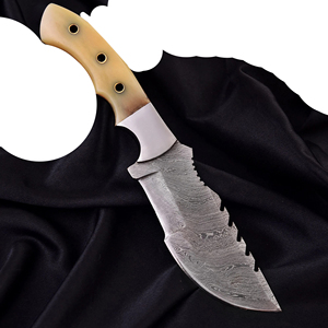 Cuchillo de Caza Damasco de la Mejor Calidad, Hecho a Mano con Acero Damasco y Mango de Hueso Blanco - Product Image 5