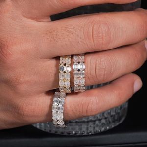 Nouvelle arrivée classique hommes bijoux deux rangées émeraude coupe éternité bague pour hommes - Product Image 3