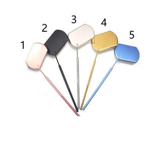 Professional Gold-Plated Stainless Steel <b>Lighted</b> Eyelash Extension Inspection <b>Mirror</b> Handheld Beauty Salon <b>Makeup</b> Checking Tool - Product Image 2