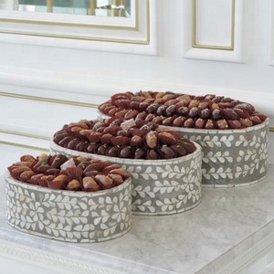 Holiday Products Mother of Pearl Oval Stand - Dark Grey Mother of Pearl Trays for <b>Chocolate</b> Ramadan Eid for Arabian - Product Image 1