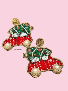 Christmas Series Stud Earrings Cute Alloy Rice Bead Earrings in <b>Candy</b> <b>Cane</b> Santa Claus Christmas <b>Tree</b> Bootie Designs - Product Image 3
