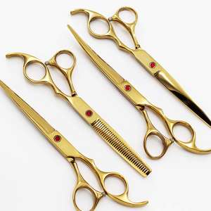 Juego de Tijeras para Peluquería Canina, Herramientas de Peluquería con Punta Redonda y Segura, Tijeras Rectas y Curvas para Adelgazar con Peine - Product Image 4