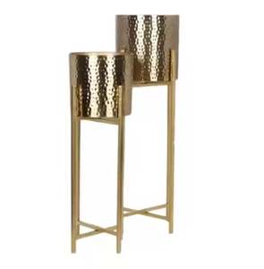 Maceta de Metal Dorada Elegante 2026 con Soporte Negro, Maceta de Estilo Moderno para Plantas de Jardín, Flores, Decoración de Balcón - Product Image 5