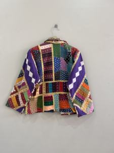 Short Cut <b>Work</b> Applique Oversized Jacket Unisex Cotton Vintage Style Jacket - Product Image 6