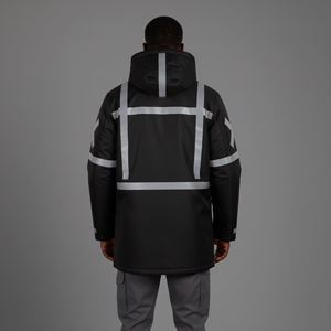 เสื้อแจ็คเก็ตสะท้อนแสง 100% โพลีเอสเตอร์ สำหรับฤดูหนาว ทำงานกลางแจ้ง อุ่น ไฟ LED กันน้ำ มาตรฐาน ANSI ระดับ 2  โลโก้สั่งทำได้ เสื้อแจ็คเก็ตผู้ชาย - Product Image 2
