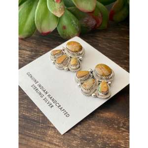 Reda Galvan Royston <b>Post</b> <b>Earrings</b> Turquoise & Sterling Silver Studs with Bezel Setting Inlay - Product Image 2