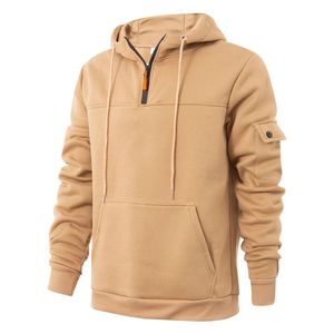 เสื้อกันหนาวมีฮู้ดสำหรับผู้ชายย้อนยุคโอเวอร์ไซส์แบบกำหนดเองเสื้อโค้ทแจ็คเก็ตมีฮู้ดแบบรูดซิปขึ้นครึ่งตัว - Product Image 3