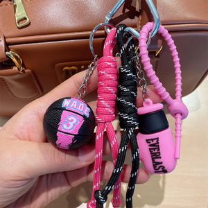INS พวงกุญแจบาสเก็ตบอล & มวยสไตล์เกาหลี Miu เชือกถักจี้รถ & กระเป๋าเป้สะพายหลังสุดชิคสายคล้องคอที่มีเสน่ห์เก๋ไก๋ - Product Image 5