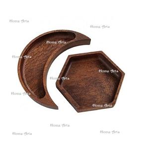 Plateau à fruits secs en bois au design classique, fait à la main, taille personnalisée, couleur marron, plateau de service pour dattes en Inde - Product Image 3