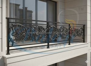 Rampe de balcon en fonte royale à motif floral, design moderne, finition hautement polie, gris, Balaji Metals EBM-02581, résistant à la rouille, 5 ans - Product Image 3