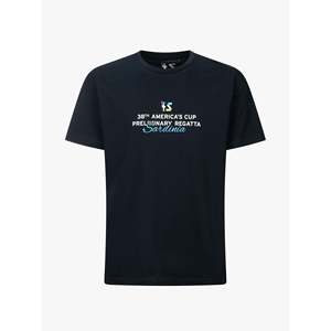 Maglietta Formale da Uomo America's Cup 38 Edizione Sardegna Blu Navy 100% Cotone Jersey Design con Motivo 3D Stampa Serigrafica 300g Basso MOQ - Product Image 1