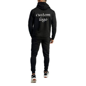 Ensemble de sweat à capuche pour homme en coton OEM imprimé à manches longues pull à capuche noir vêtements de sport de gymnastique survêtements taille XL vente en gros - Product Image 3