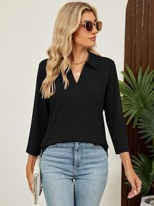 Chemises décontractées pour femmes - Anti-rides, respirantes, écologiques, séchage rapide, polaire, élasthanne/coton, unies, teintes, BD - Product Image 2