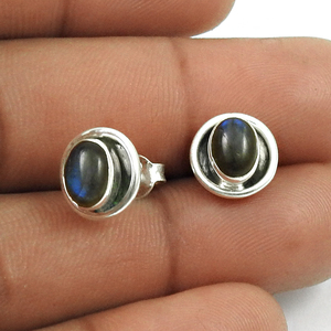 Nouvelle Arrivée Labradorite Pierres Précieuses Boucles D'oreilles En Argent Sterling 925 Naturel Ovale Coupe Goujons Pour Femme Bijoux Faits À La Main Inde - Product Image 3