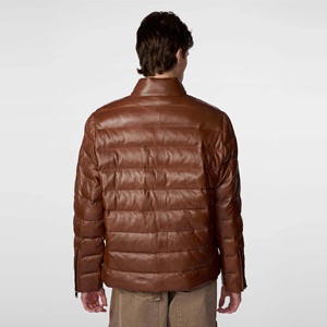 Chaqueta de Plumón Corta de Invierno, Gruesa, Brillante y Cálida, Talla Grande, Color Naranja, Personalizable OEM ODM, Chaqueta Clásica con Cierre para Hombre - Product Image 3