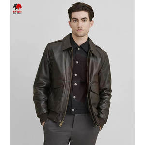 Veste en cuir pour homme, cuir véritable de haute qualité, couleur unie, logo personnalisé, OEM ODM disponible - Product Image 1