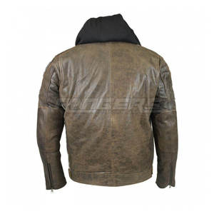 Vestes en cuir marron pour hommes, style streetwear haut de gamme, fermeture éclair intégrale, personnalisable, vente en gros OEM - Product Image 2