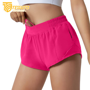 Pantalones cortos deportivos para correr de secado rápido al por mayor, pantalones cortos deportivos de doble capa con cintura elástica para entrenamiento activo, pantalones cortos de yoga para ciclismo al aire libre para mujer - Product Image 6