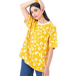 À la mode partout impression 190 GSM coton été vêtements quotidiens surdimensionné femmes t-shirt à la mode à manches courtes bébé t-shirt sonnerie t-shirt - Product Image 2