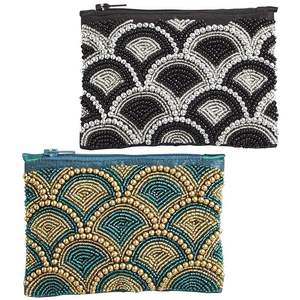 Modern Handmade Embroidered <b>Purse</b> for <b>Women</b> Beaded Texture <b>Coin</b> Pouch with Cross-Stitching & Needlework Hand Pouch - Product Image 2