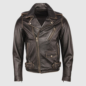 New Arrivals Comfortable Windproof Breathable Zip-Up Leather Biker <b>Jacket</b> for <b>Men</b> Motorcycle Winter <b>Canvas</b> Crew Neck - Product Image 5
