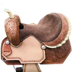 Selles en cuir Western Cowboy | Cheval de course pour le plaisir occidental et l'équitation avec décoration élégante Conchos - Product Image 2