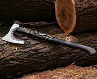 Hache Viking en acier au carbone faite à la main personnalisée Hache barbu Haches Viking d'extérieur avec manche en bois