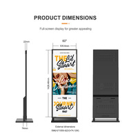 Écran d'affichage numérique vertical plein écran, lecteur publicitaire sur pied, moniteur barre étirée Android 4K
