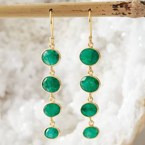 Fashion Elegant Classic Emerald Vintage 925 Silver Earing Natural Smooth Quality Earing <b>Gift</b> for Ladies <b>Wedding</b> Parties - Product Image 1