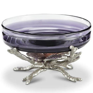 Tazón de Vidrio Transparente con Base de Aluminio Plateado, Diseño Excelente, Duradero y Fácil de Limpiar, Apto para Alimentos - Product Image 1