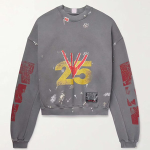 เสื้อสเวตเตอร์ผ้าฝ้ายขนาดใหญ่โอเวอร์ไซส์สำหรับผู้ชายในฤดูหนาวพิมพ์ลายกรดซีดๆพิมพ์โลโก้ออกแบบได้ตามต้องการ - Product Image 2