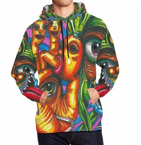 Sweats à capuche respirants à impression personnalisée vêtements de ville en coton mélangé de base pour hommes quantité minimale de commande bas pour hommes - Product Image 4