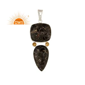 จี้พลอยซิทรีนและเทอร์ริเทนธรรมชาติทำจากเงินสเตอร์ลิงเหมาะเป็นของขวัญสำหรับผู้หญิง - Product Image 1