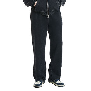 Pantalones de chándal ajustados con lavado ácido para hombre y mujer, pantalones de invierno con logotipo personalizado de alta calidad, pantalones ligeros para fitness para hombre lavados - Product Image 2