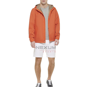 Coupe-vent de sport d'été à fermeture éclair OEM pour hommes, manteau de pluie à capuche léger en nylon personnalisé, capuche coupe-vent en toile imperméable - Product Image 3